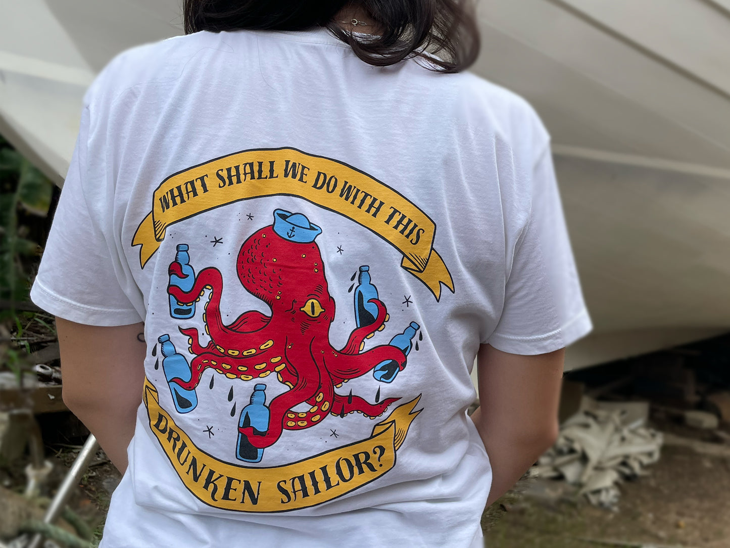 Female Drunken Octopus T-shirt (white)